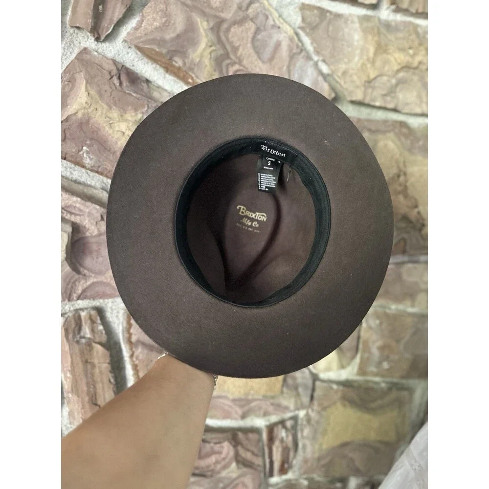 Brixton Messer Fedora Hat Black Brown Large 100% Wool Felt Lightweight etc S